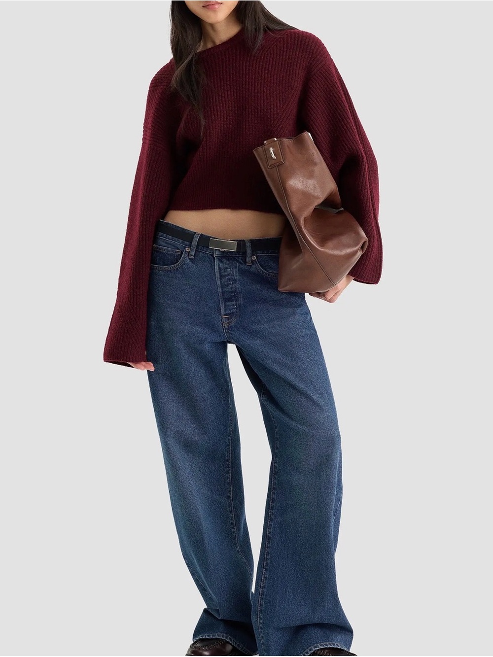 Good American Burgundy Flare-Wide Sweater